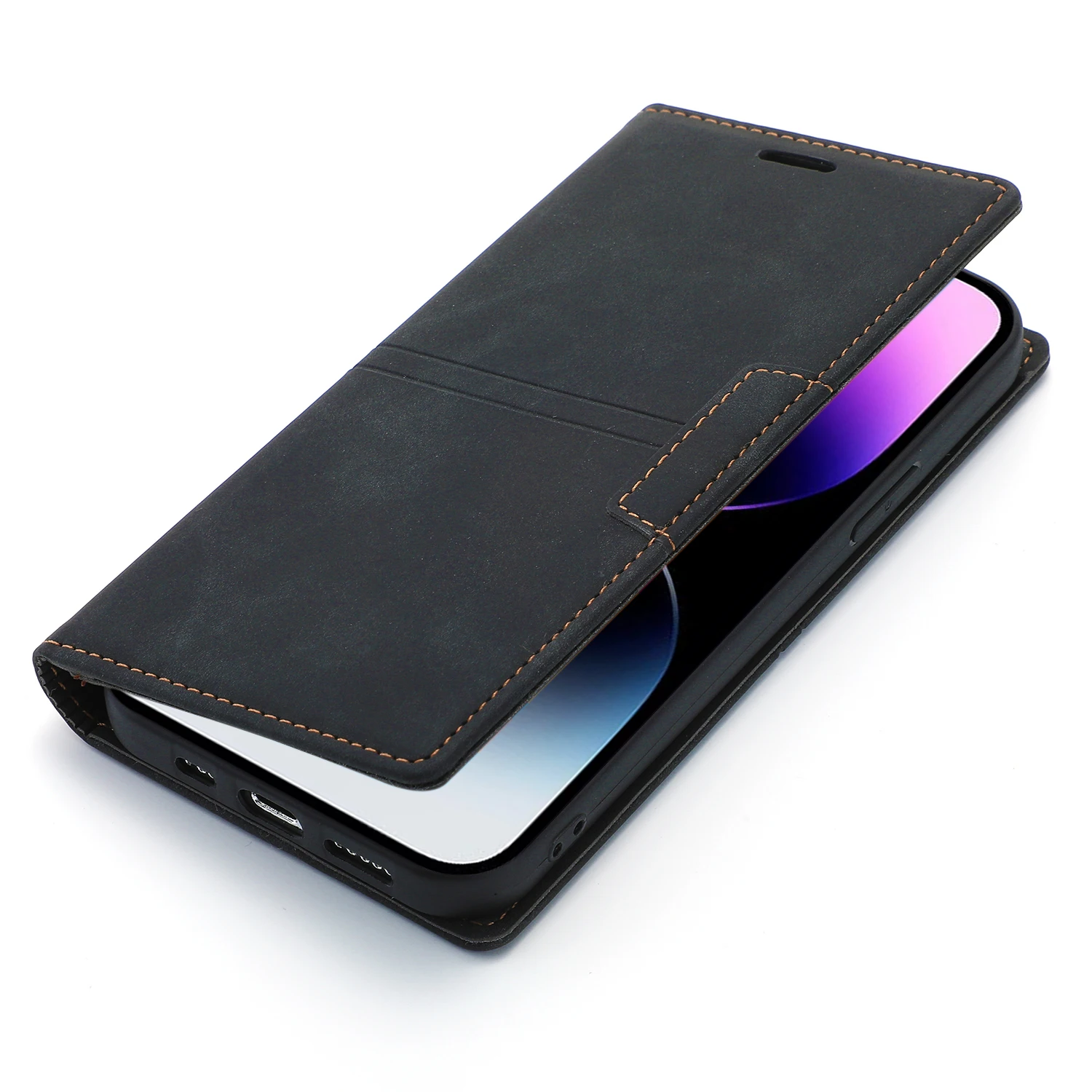 Elegant Leather Flip Wallet Case with Magnetic Card Holder