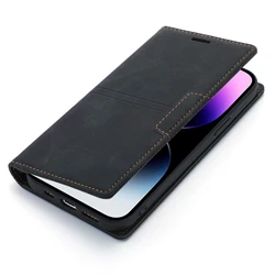 Elegant Leather Flip Wallet Case with Magnetic Card Holder - iPhone 17 Pro Max (Black)
