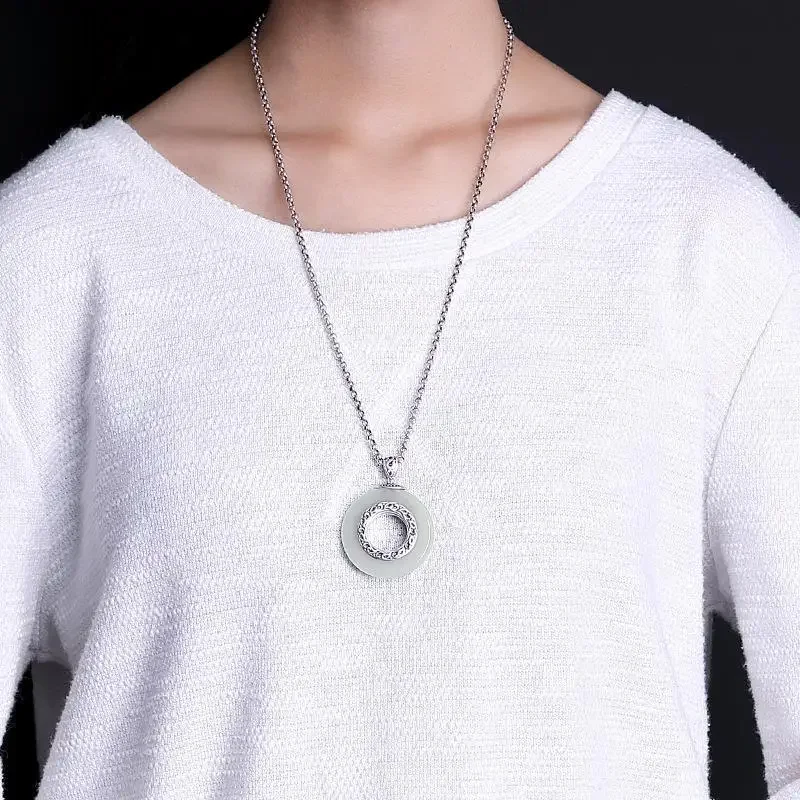 Original Design Hollow Natural Hetian Jade Pendant Necklace Chinese Style Retro Pattern Light Luxury Charm Women's Silver pendant necklace silver necklace silver pendant silver necklace charms jade jewelry