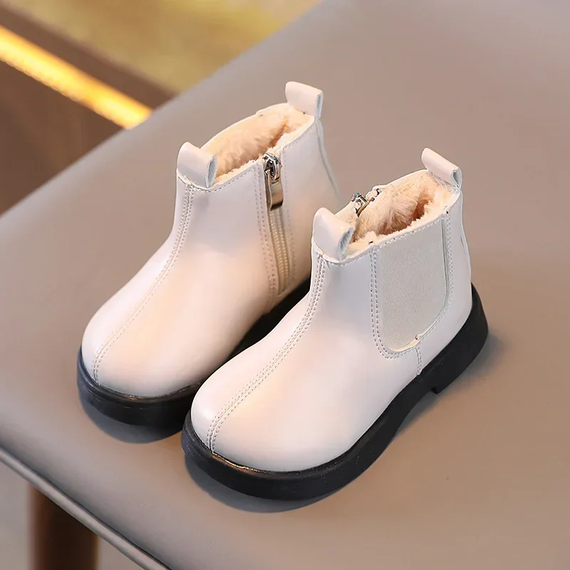 Girls Short Boots Chic 2025 Winter New Versatile Casual Boys Ankle Boots Non Slip Non-slip Children Warm Boots Fashion Round-toe