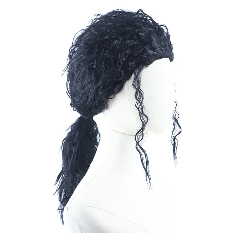 Generic Black Long Curly Heat-Resistant Synthetic Wig for Masquerade Events