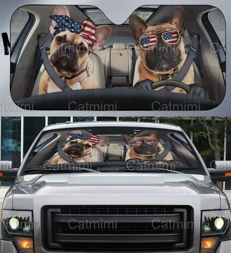

American Bulldog Car Sunshade, Funny Bulldog Car Decoration, Bulldog Car Accessory, Car Sunshade Windshield, Gifts For Him