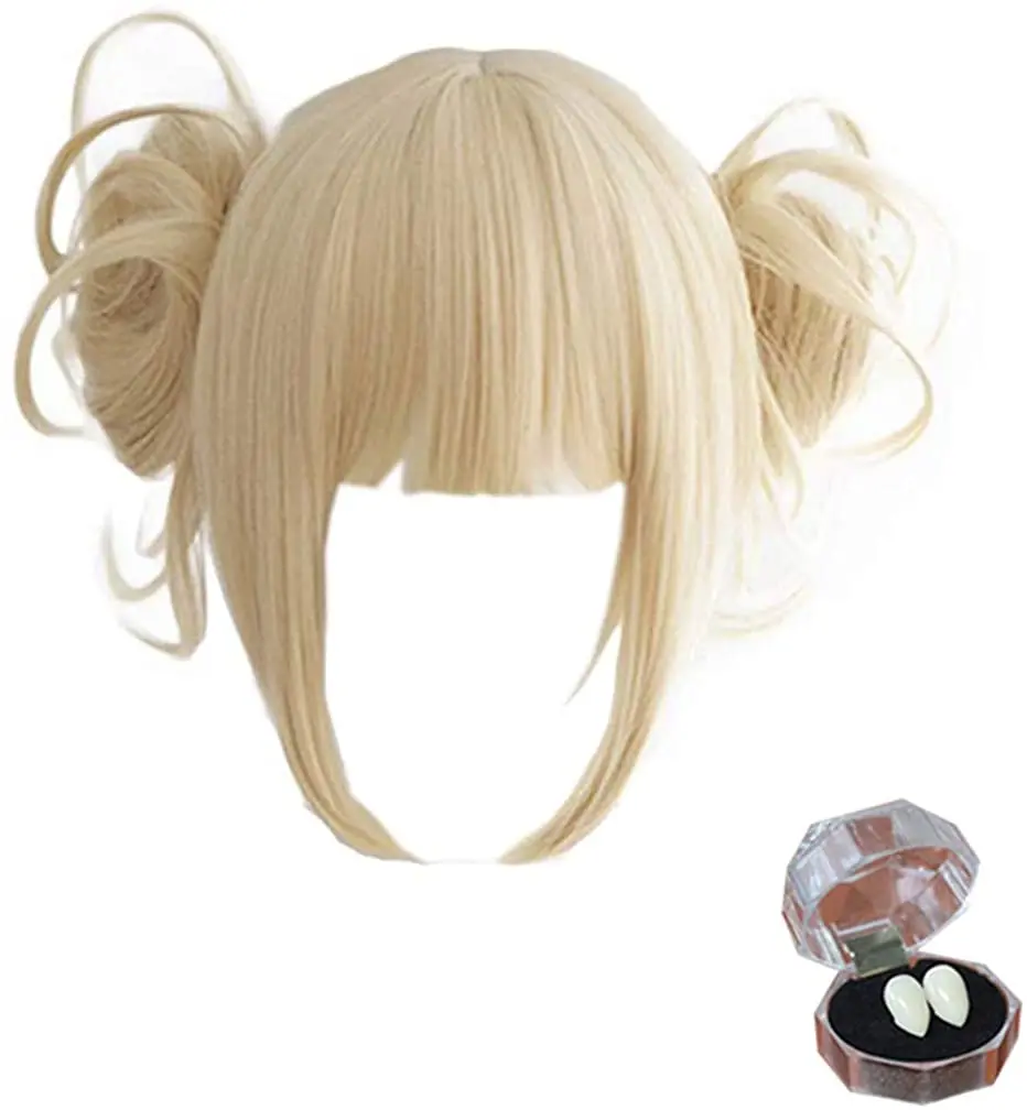

Anime Cosplay Wig with Free Wig Cap Short Blonde Ponytail Synthetic Wig for My Hero Academia (Himiko Toga Yellow)
