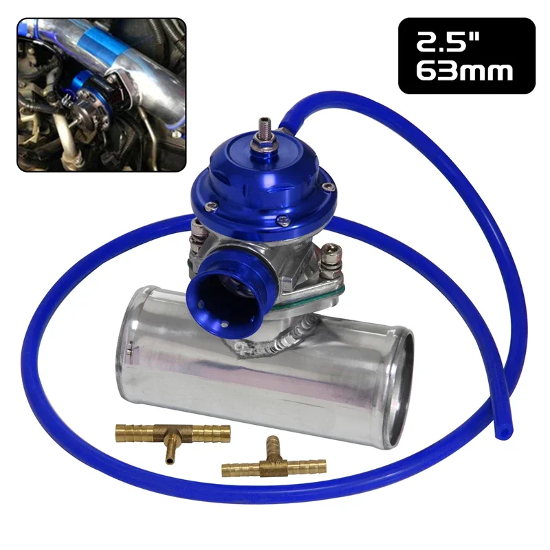 

For Type-S/RS Turbo Charger BOV Blow Off Valve +2.5" 63mm Alloy Flange Adapter Pipe Black / Blue