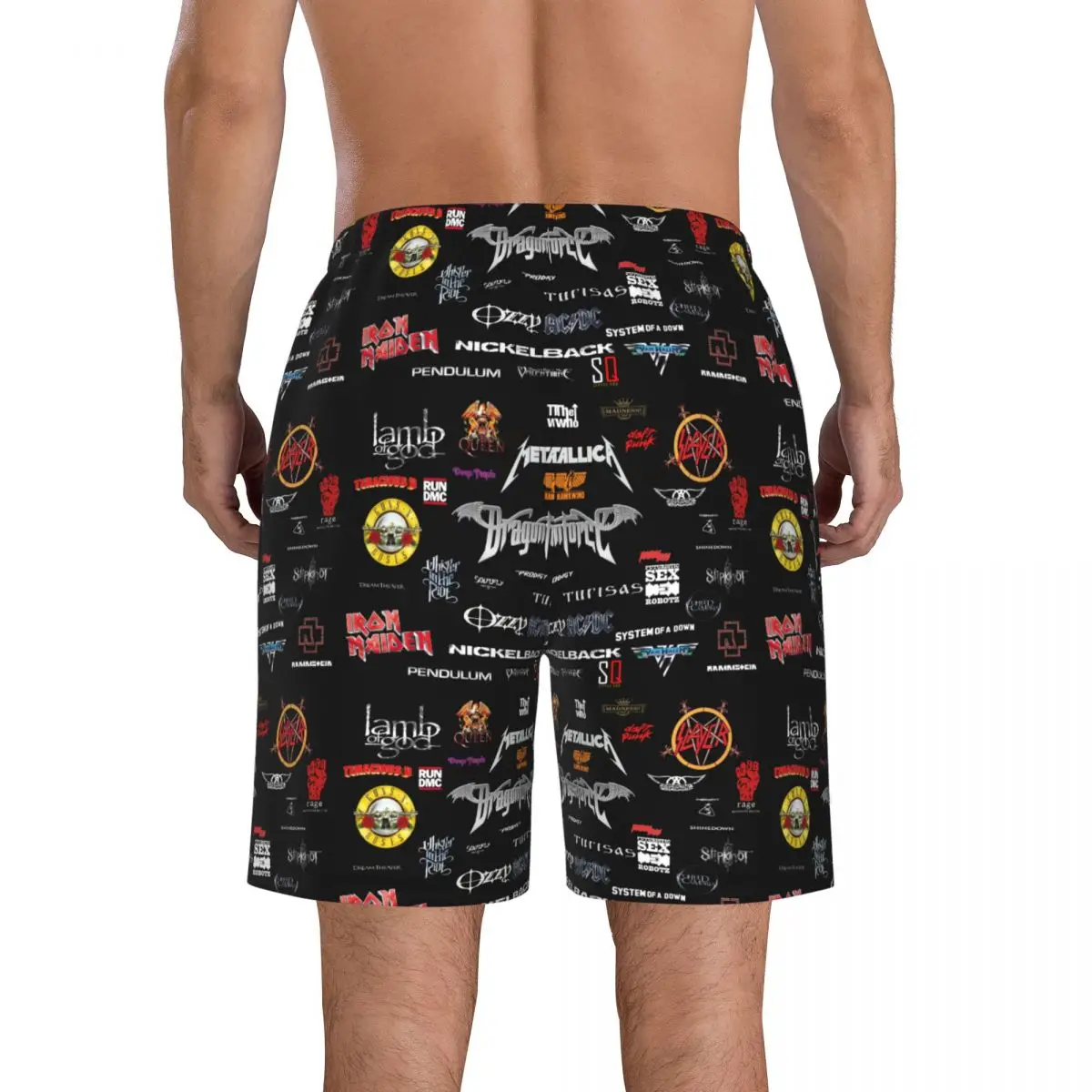 Heavy Metal Men's Beach Shorts Fitness Quick-drying Swimsuit Funny Street Fun 3D Shorts 3