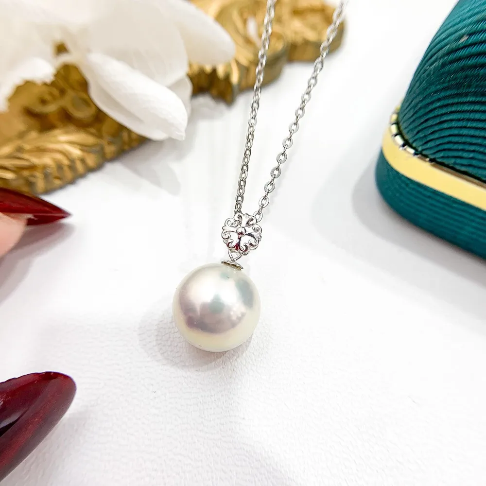 

Жемчужные аксессуары «сделай сам», подвеска из желтого и белого золота G18K, пустой держатель, модное ожерелье, подвеска-держатель, женские круглые бусины 9-13 мм