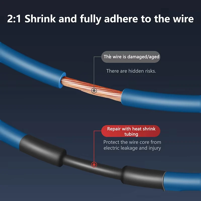 Black Heat Shrink Tube Assortment - Thermoresistant Polyolefin Tubing for Wire Insulation and Electrical Protection