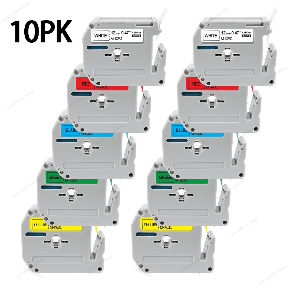 Black on White Label Tape 12mm - 2/10 Pack