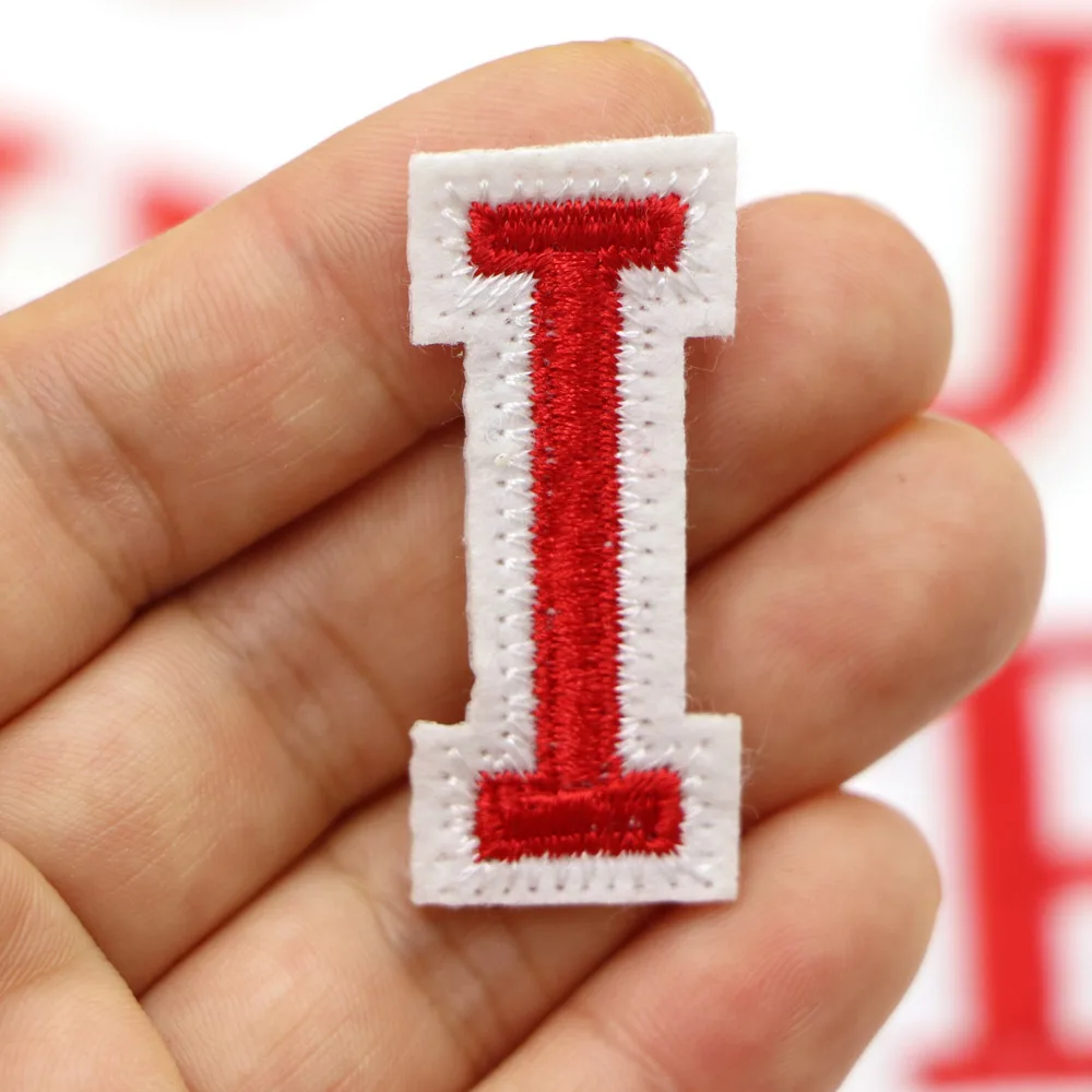 1PC Eisen auf Patches Nähen auf Applique Patches Rot Brief Alphabet Bestickte Patches Diy Custom Name Abzeichen Decor Reparatur patcch – Detail 15