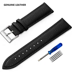 SAMCO Premium Genuine Leather Watch Strap - High-Quality Wristband for Men and Women with Tool (Black 1)