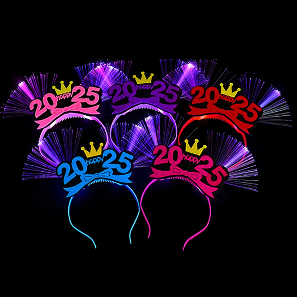 Description Picture 5 of item2025 Happy New Year LED Light Up Headband Glowing Glasses Flashing Headdress Kids Adults Christmas New Year Party Cheer Props