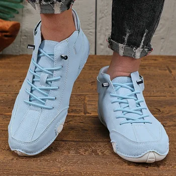 أحذية رجالية عصرية كاجوال يومية منخفضة الأعلى قابلة للتنفس ومريحة وأربطة عصرية وخفيفة الوزن ومسطحة لركوب الدراجات والمشي لمسافات طويلة 2