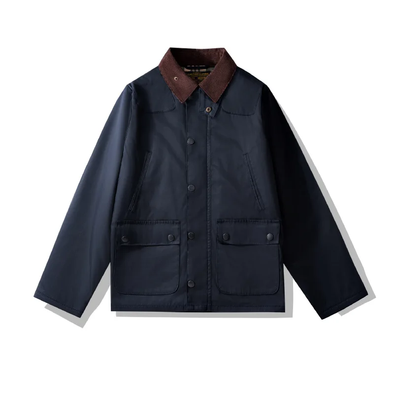 OKONKWO-Waxed Waxed Cotton Windbreaker Classic Lined Coat Outdoor Hiking Workwear Hunting Gear Oil Wax Jacket Camping Travel 6