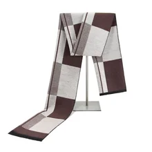 

2022 Luxury Brand Winter New Warm Decorative Men's Fashion Color Contrast Scarf Cashmere-like Soft Texture Plaid Jacquard Scarf