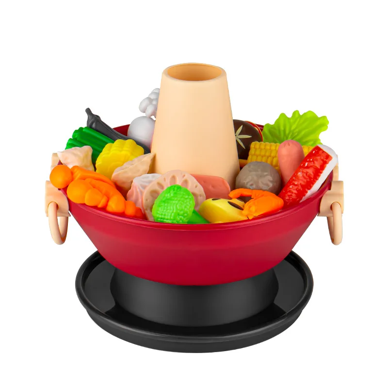 Play house simulation food seafood fruits and vegetables kitchen hot pot toys children's barbecue boys and girls cooking set