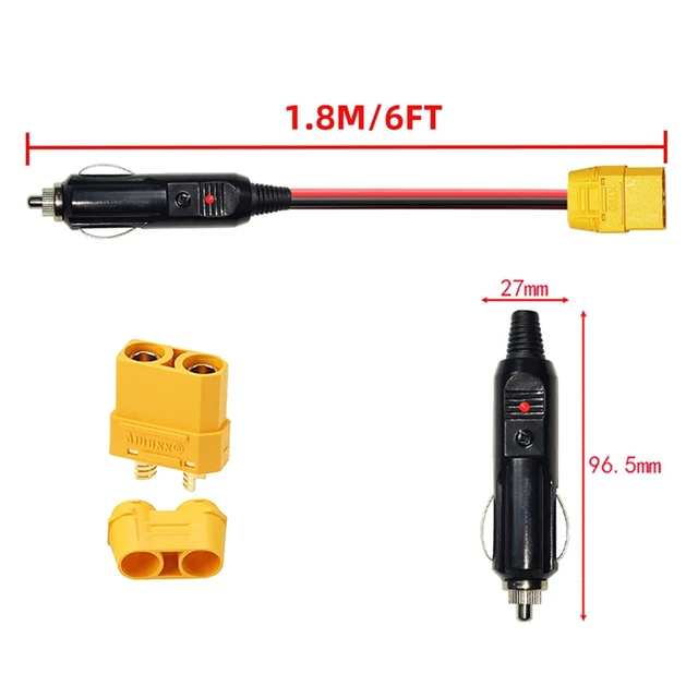 GTIWUNG 2 Pezzi Spinotto Presa Accendisigari Auto, Attacco per Accendisigari Auto, Cavo Accendisigari 12V 18AWG, Connettore Accendisigari Maschio Presa Accendisigari Adattatore per Auto,SUVs