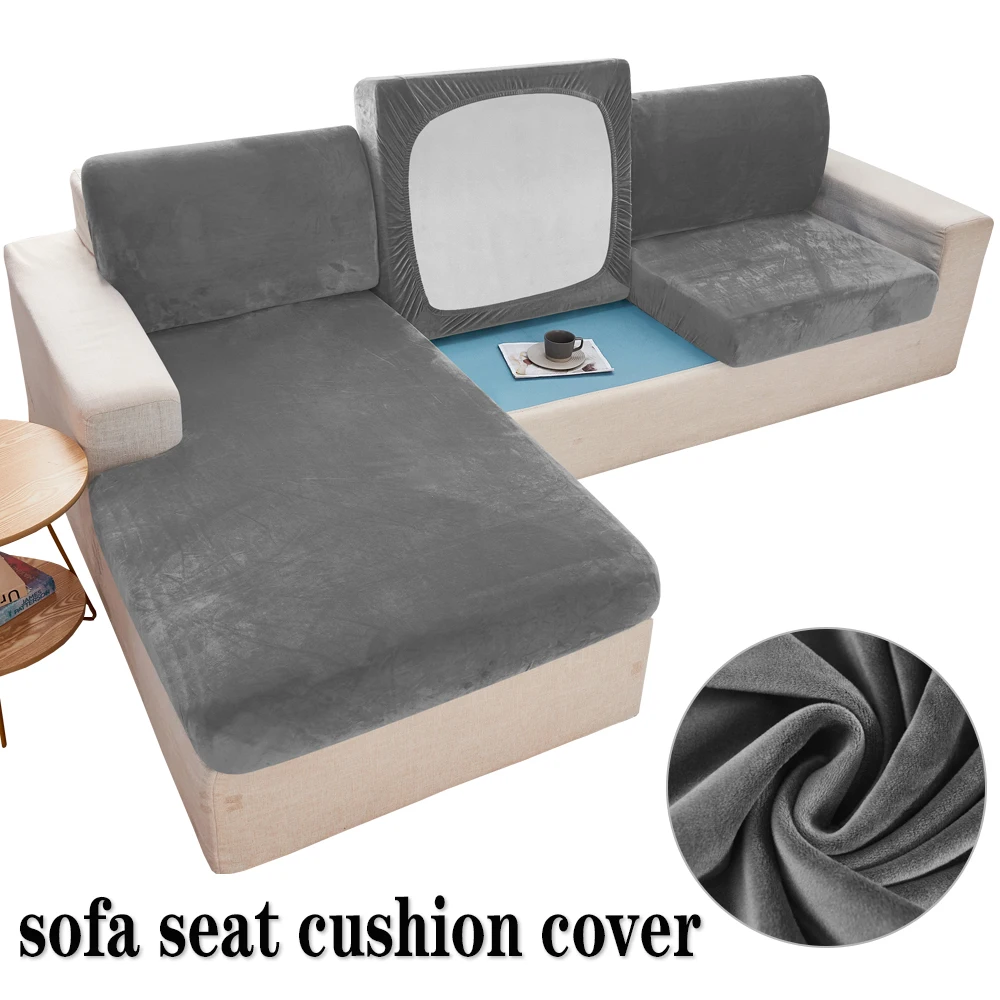Elastic Soft Velvet Sofa Seat Cushion Cover for Living Room L Shaped