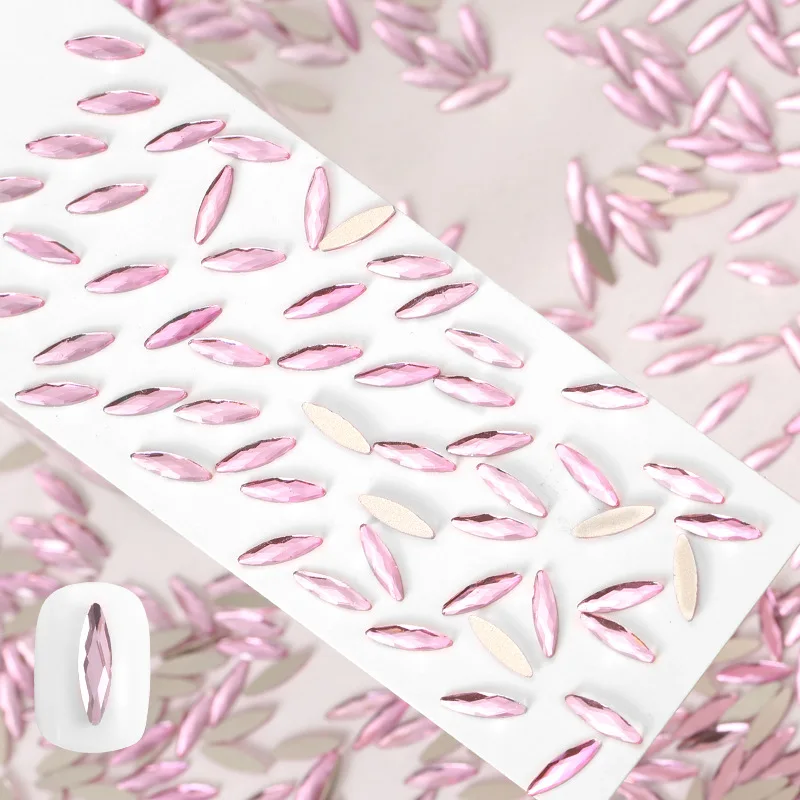 Heißer Verkauf Hellrosa Boutique Nail Art Strasssteine mit flachem Boden Glaskristall 3D Nageldekoration Mehrere Formen Großhandel – Detail 11