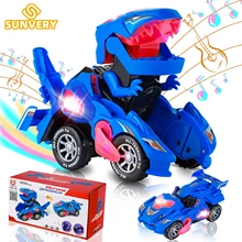 

Transforming Dinosaur Car Toys Changable Dinosaur LED Car with Music and LED Light Automatic Dinosaurs Transform Car Gift Toy