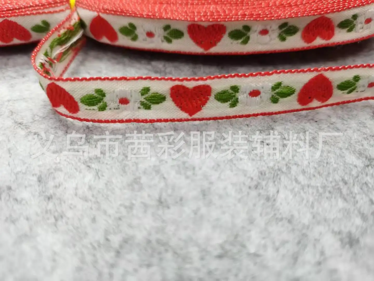 자수 자카드 레이스 리본, 전국 하트 모양 리본, DIY 목가적인 리본, 섬유 의류 액세서리, 너비 1.2cm, 20 야드