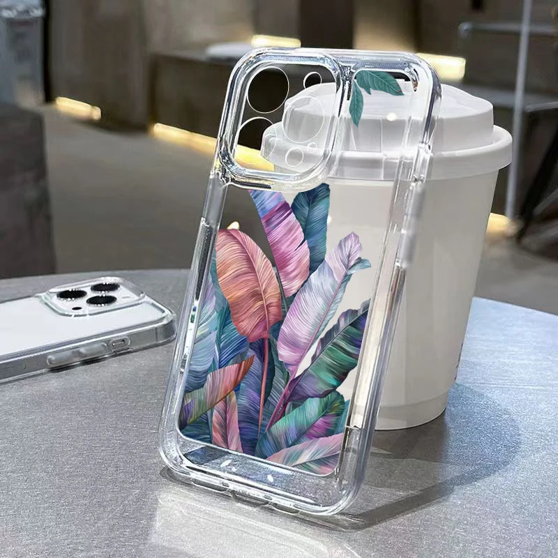 Clear Palm Tree Leaves Floral Phone Case Cover