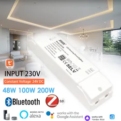 220v to 24v DC Converter Smart Tuya Constant Voltage Triansformer Driver 48W 100W 200W Zigbee Blue Mesh For LED Strips COB Tape