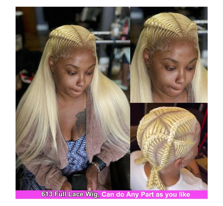 613 volle Spitze Perücke gerade blonde volle Spitze Echthaar Perücke vor gezupft brasilia nischen transparenten 13x6 Spitze Front Perücken für Frauen – Detail 9