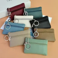Mini portefeuille en cuir PU, porte-monnaie, sac à clés, porte-clés de mode, sac de rangement pour cartes de poche, fermeture éclair multifonctionnelle, poudres à monnaie 1