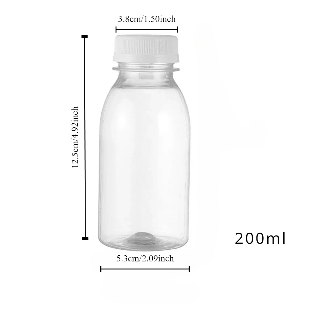 plastic water bottle plastic cup 10/20pcs 200ml Empty Plastic Bottle with Lid Reusable Beverage Bottle Leakproof Milk Juice Coffee Cup for Wedding Party Supplies