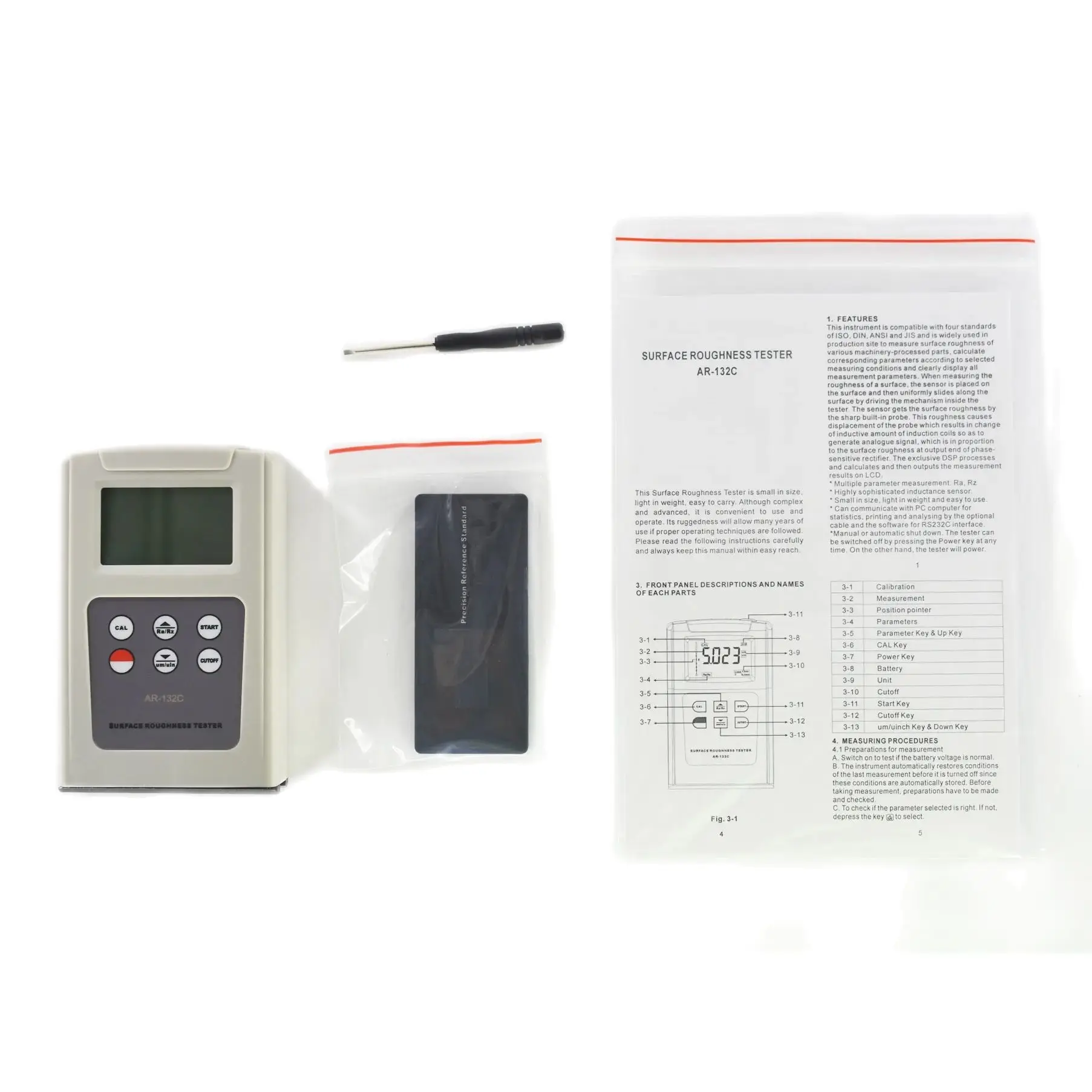 Digital Surface Roughness Tester Gauge Meter AR-132C Multifunction Surface Profile Gauge measurement