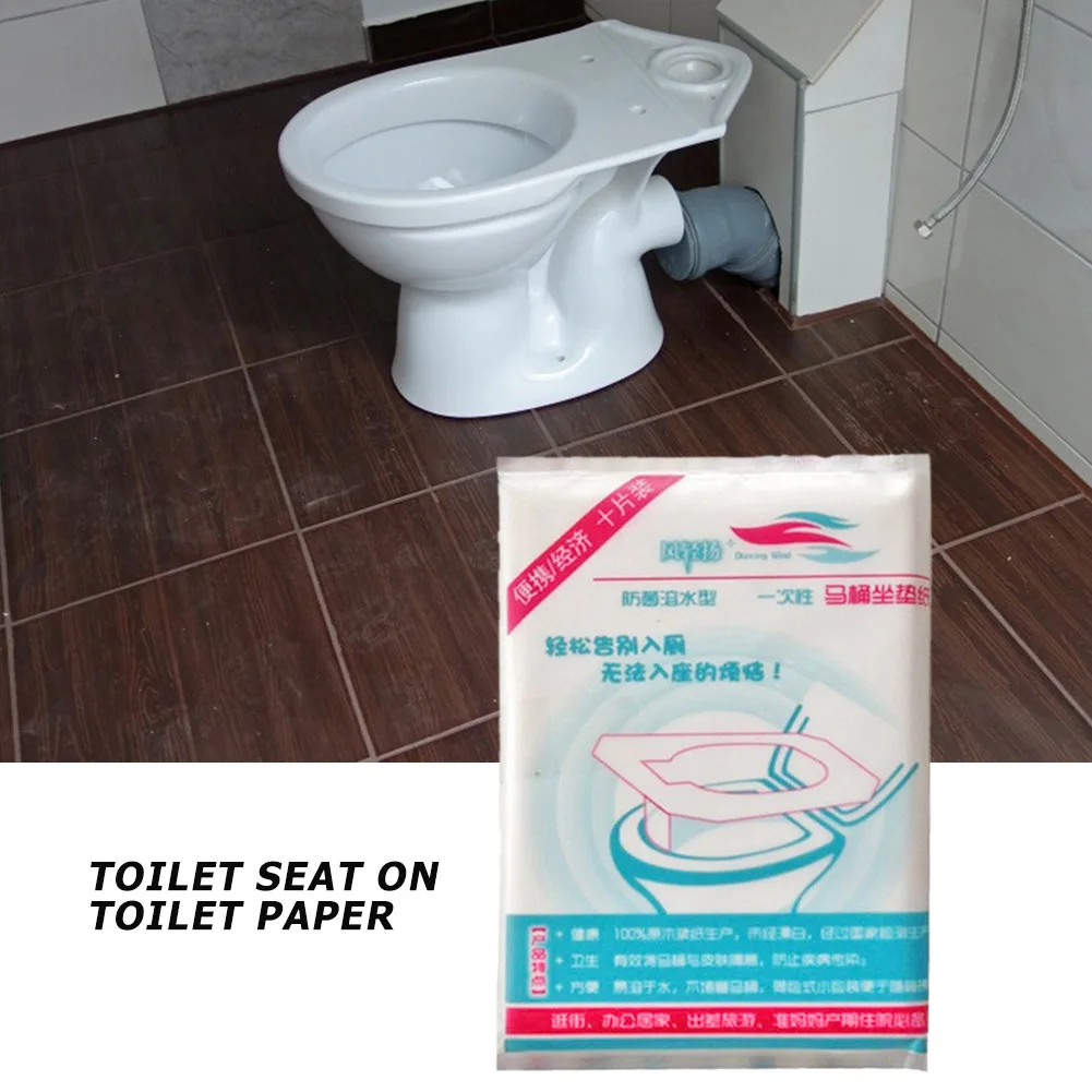 10pcs Portable Toilet Seat Pad for Home Travel Bathroom Disposable Paper Mat