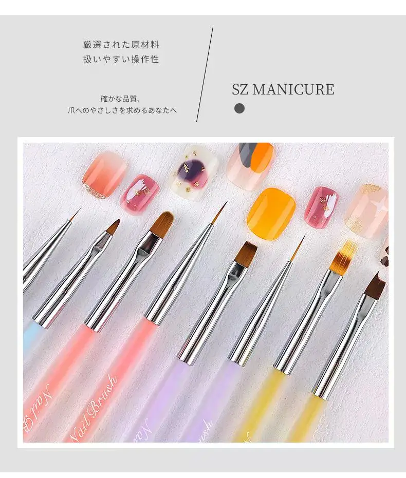 Description Picture 4 of itemDouble-end Crystal Handle Construct Pen Shape Lay Glue Nail Brush Painting Gel Brush Light Therapy Pen Draw Line Drawing Pens