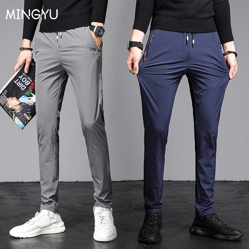 

Summer Jogging Sweatpants Men Zip Pocket Thin Casual Outdoor Training Sport Long Pants Black Blue Grey Workout Running Trousers