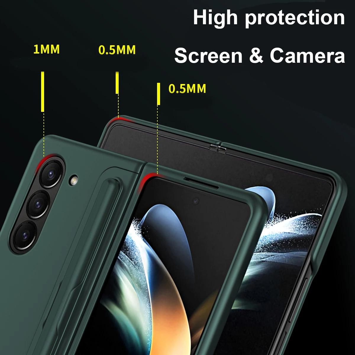 2in1 Invisible Bracket With Pen Slot Kickstand Standing Case for Samsung Galaxy Z Fold 5 Fold5 Wear-resistant Armor Cover Stylus