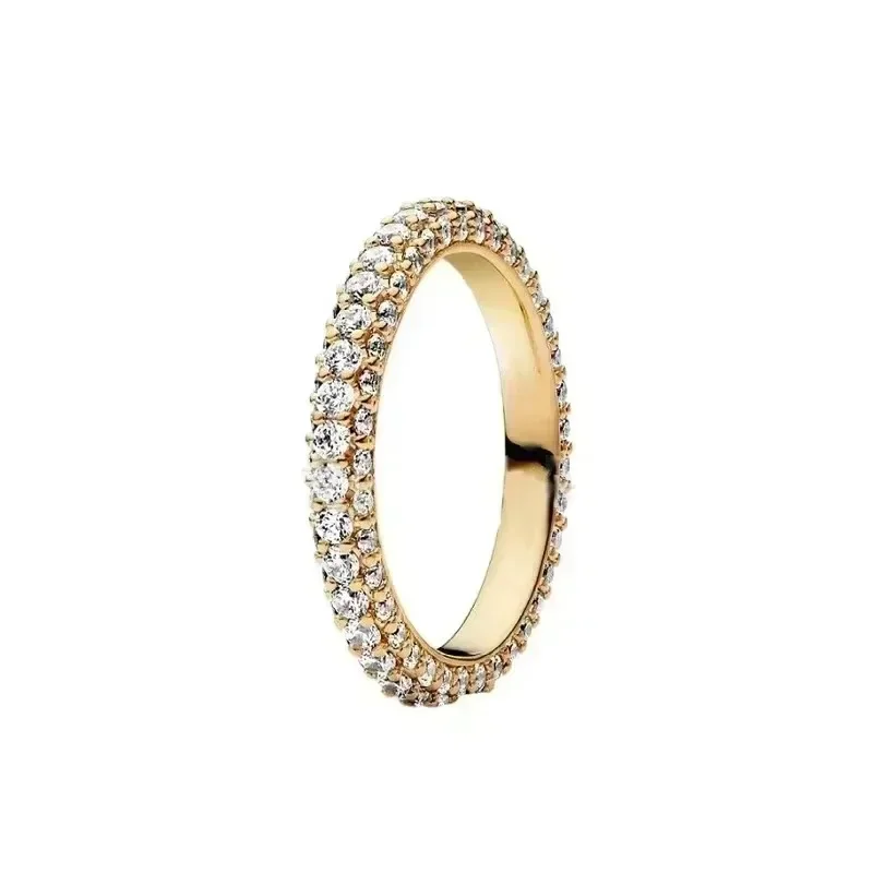 Exquisite Gold Series Sterling Silver Heart Crown Ring - Fashionable Charm Jewelry Gift
