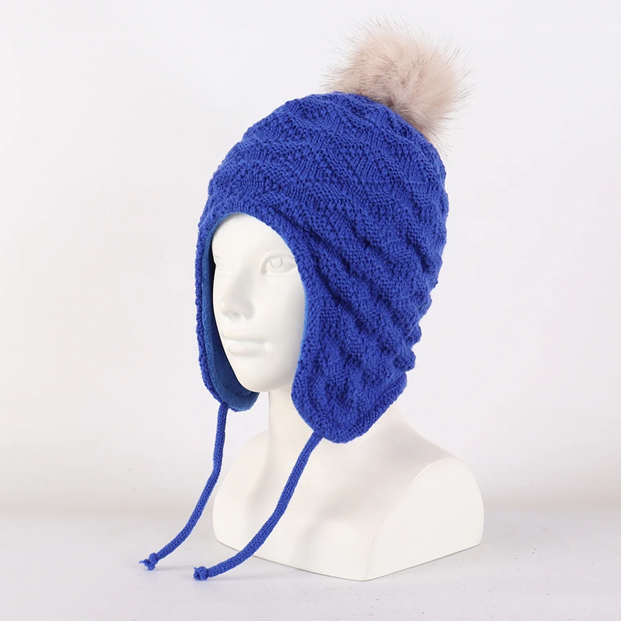 Wintermütze für Kleinkinder, Kinder, Kleinkinder, Ohrenklappe, gestrickt, warme Mütze, mit Fleece gefüttert, für Babys, Jungen und Mädchen – Detail 3