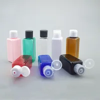 500Pcs Plastic PET Flip Lid Square Lotion Bottles 50ml Clear Cosmetic Sample Container Mini Travel Fill Vials Liquid Bottles 1