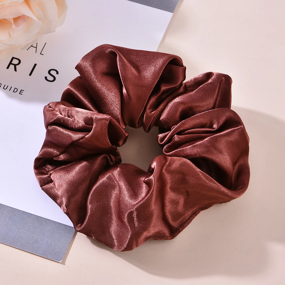 Fashion Simple Solid Color Women Satin Silk Hair Tie Elastic Scrunchies Ponytail Holder Hair Rope Hair Accessories Wholesale