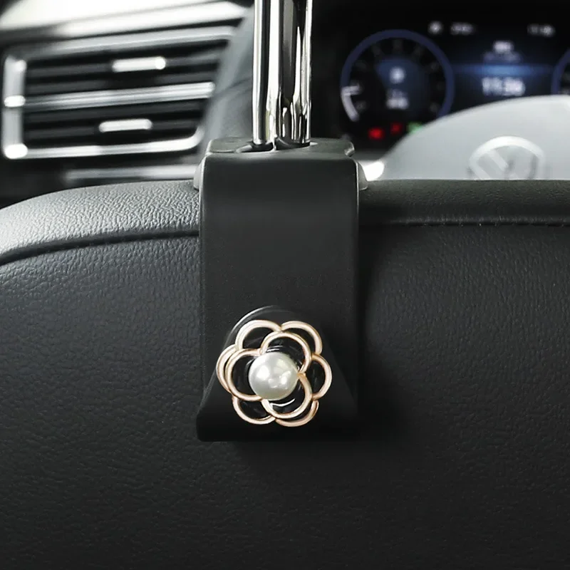 Car Seat Back Hooks Diamond Camellia Flowers Decor Cartoon Bears Car Interior Storage Hook Handbag Hanging Holder Hook car coat hanger car hook