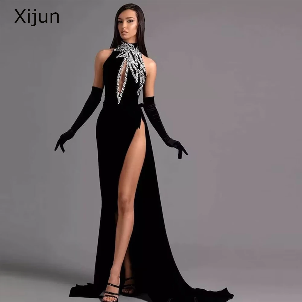 

Xijun Black Gogerous Evening Dress Mermaid Prom Dresses 2023 Luxury Sexy Prom Gowns High Side Slit Prom Dresses Formal Occasion