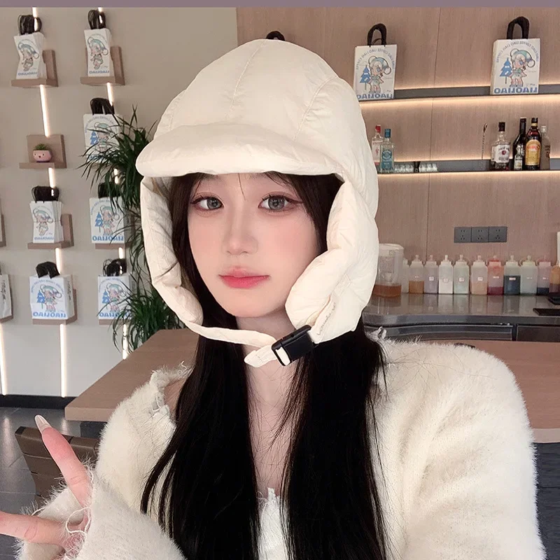 Winter New Padded Bomber Hats for Men and Women Outdoor Windproof Cycling Cap Women\'s Thermal Pullover Trapper Hat Ski Pilot Cap