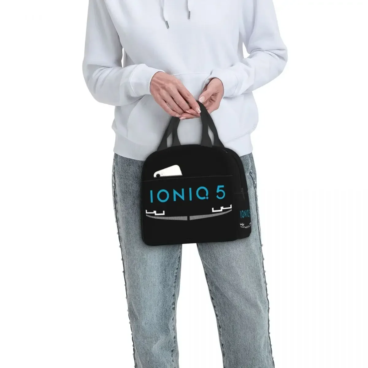 Ioniq 5 Iconic Front Grill And In Blue Insulated Lunch Bags Resuable Picnic Bags Lunch Tote for Woman Work Children School
