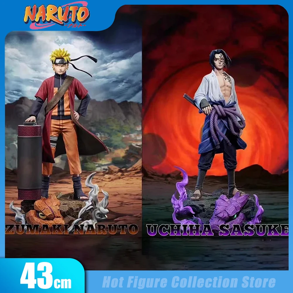 

47cm Naruto Figure Uchiha Sasuke Uzumaki Naruto Action Figurine Pvc Statue Model Collection Decoration Kids Toys Birthday Gift