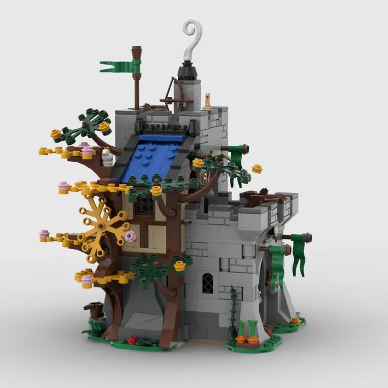 MOC 유럽 중세 스트리트 뷰 숲 전초 기지 구축, DIY 창의적인 아이디어, 레트로 어린이 장난감, 생일 선물 빌딩 블록, 627 개
