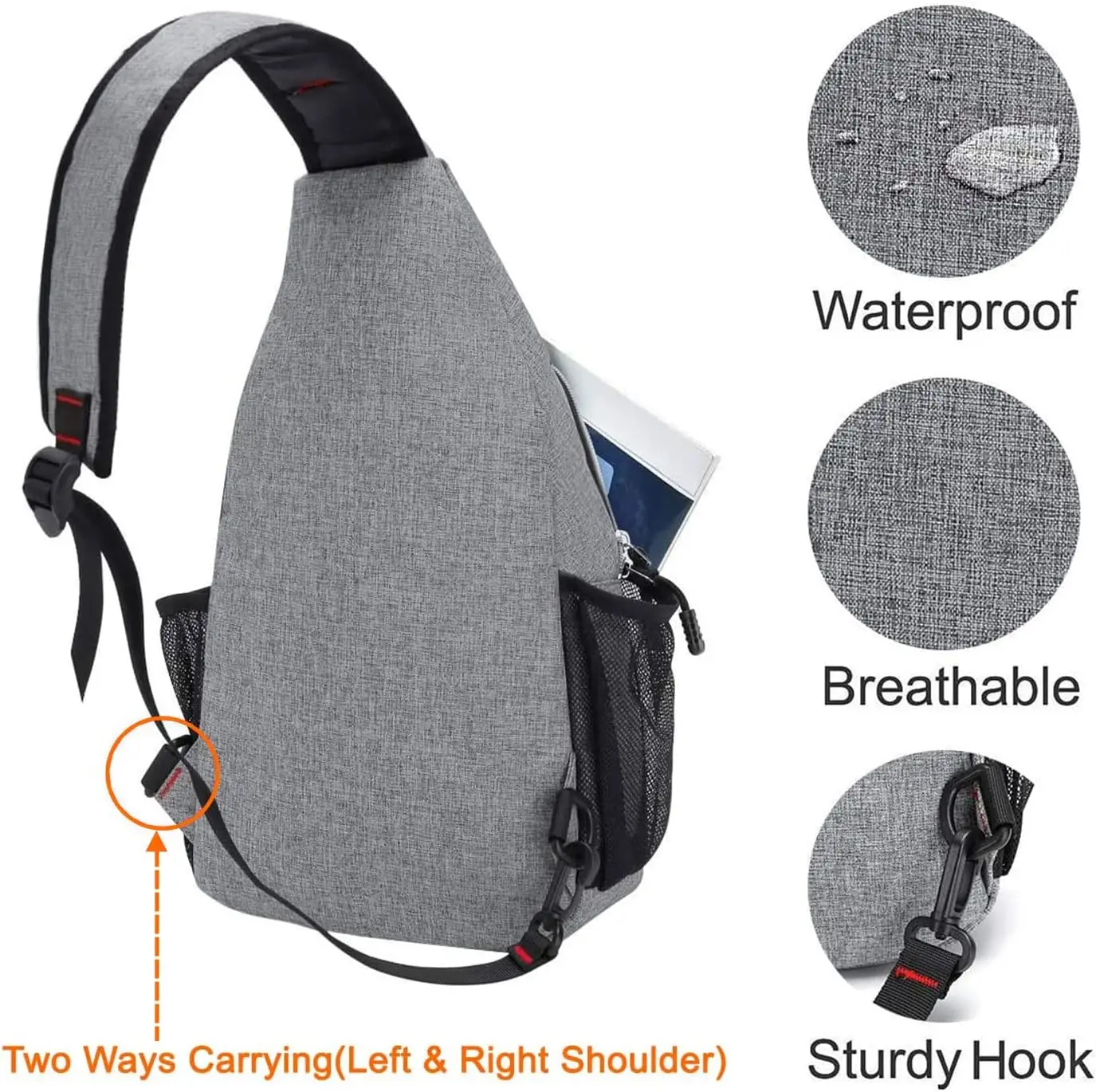 Rope Sling Bag Backpack for MacBook Air Pro 13 13.3 inch Men's Women Travel Hiking Daypack Casual Unisex Crossbody Shoulder Bag