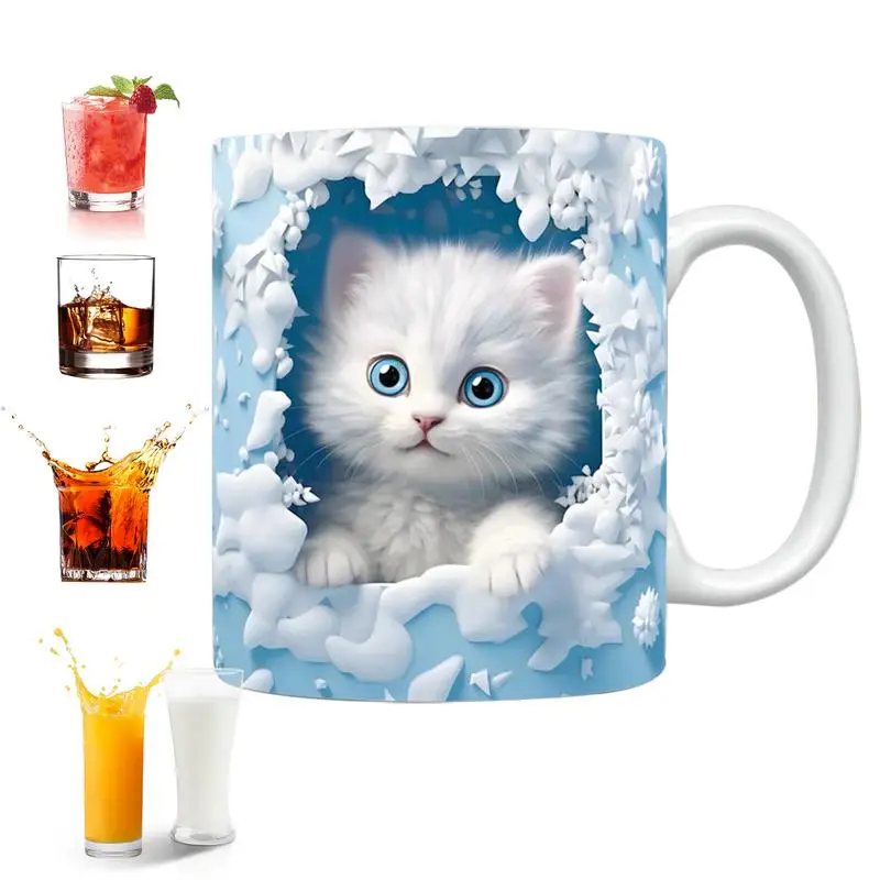 

1pc 350ml Creative cat Mug 3D Visual Effect cartoon cup kitten coffee ceramic mugs children cup office Drinkware gift