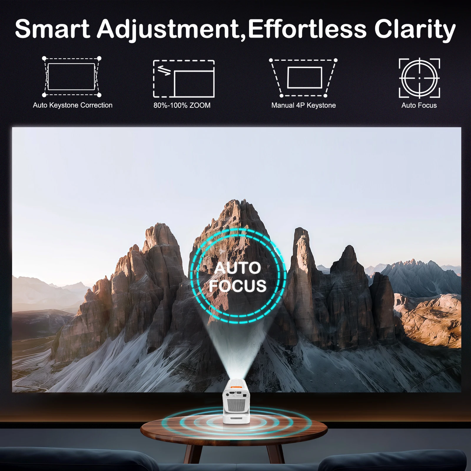 HY260 Pro Projector 330 Ansi Supperted 4K Android 11 Wifi6 BT5.4 Auto Focus Voic