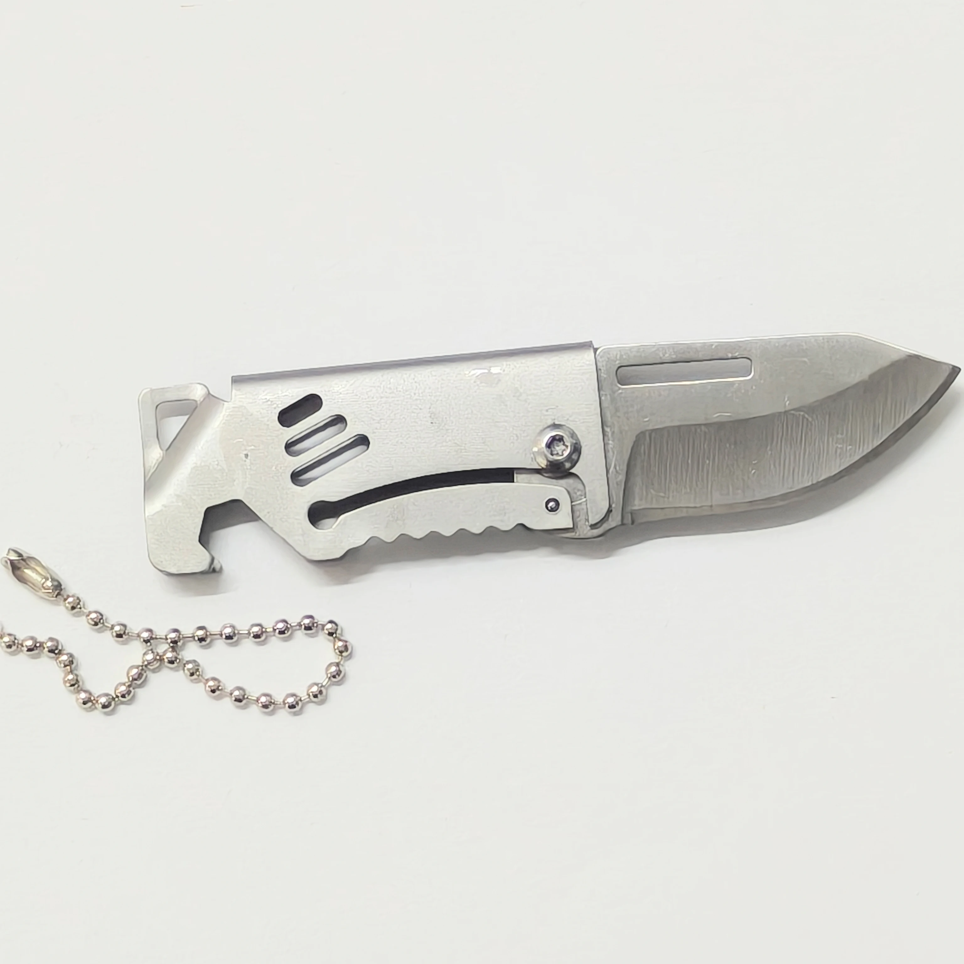 Mini Outdoor Folding Knife D2 Steel Portable Bottle Opener Sharp Cutting Tool Hanger High Hardness Knife Camping Survival Tool