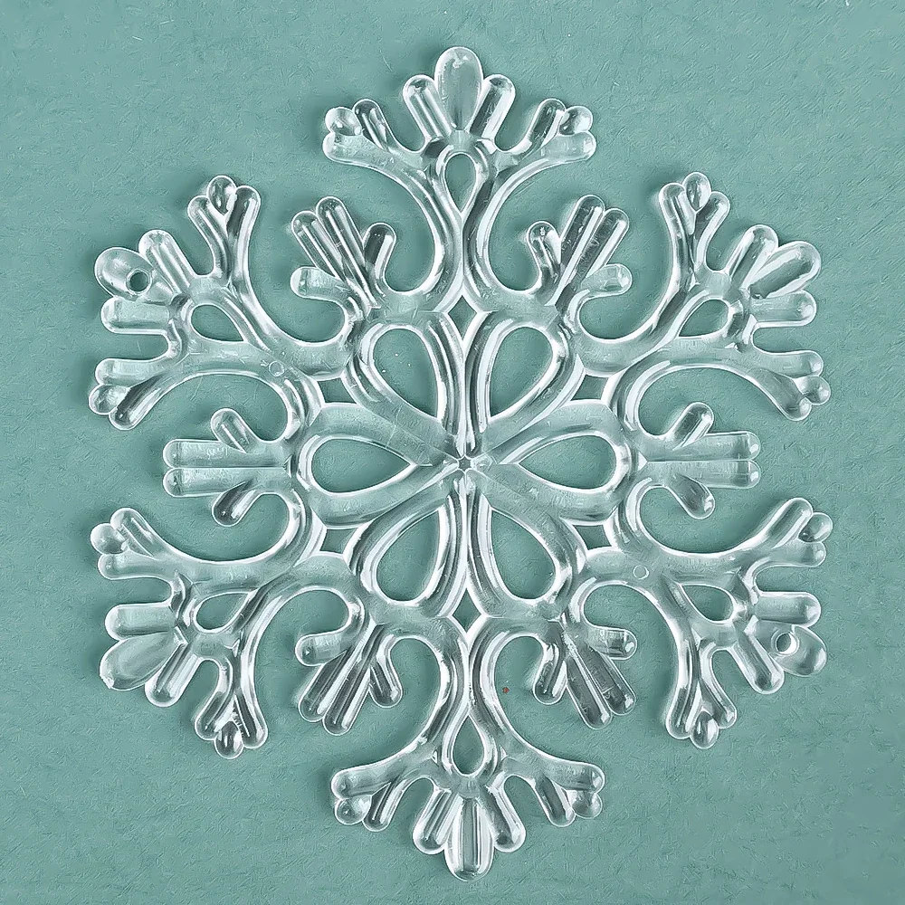 10pcs Christmas Snowflake Pendant Acrylic Transparent Crystal Pendant Ornaments Christmas Tree New Year Home Decorations