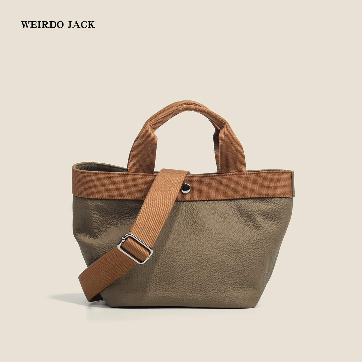 

Japanese Niche French Style Design Genuine Leather Cowhide Canvas Vegetable Basket Bag Tote Bag Crossbody Handbag